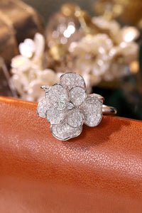 LUOWEND 18K White Gold Natural Diamond Ring for Women
