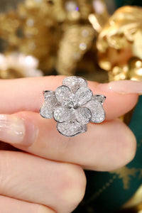 LUOWEND 18K White Gold Natural Diamond Ring for Women