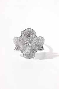 LUOWEND 18K White Gold Natural Diamond Ring for Women