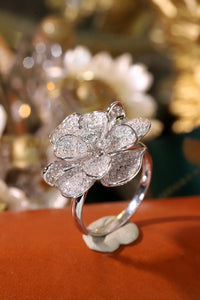 LUOWEND 18K White Gold Natural Diamond Ring for Women