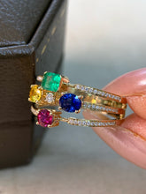 Load image into Gallery viewer, LUOWEND 18K Yellow Gold Natural Gemstone Ring for Women
