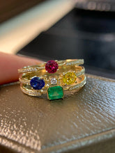 Load image into Gallery viewer, LUOWEND 18K Yellow Gold Natural Gemstone Ring for Women
