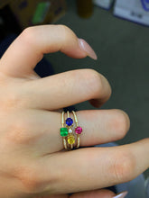 Load image into Gallery viewer, LUOWEND 18K Yellow Gold Natural Gemstone Ring for Women
