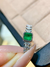 Load image into Gallery viewer, LUOWEND 18K White Gold Natural Emerald Ring for Women
