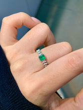 Load image into Gallery viewer, LUOWEND 18K White Gold Natural Emerald Ring for Women
