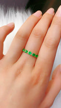 Load image into Gallery viewer, LUOWEND 18K Yellow Gold Natural Emerald Ring for Women
