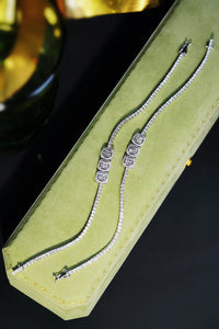 LUOWEND 18K White Gold Real Natural Diamond Bracelet for Women