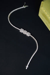 LUOWEND 18K White Gold Real Natural Diamond Bracelet for Women
