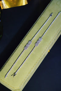 LUOWEND 18K White Gold Real Natural Diamond Bracelet for Women