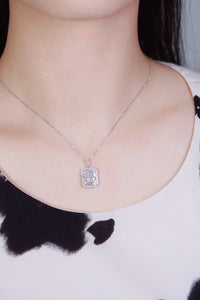 LUOWEND 18K White Gold Real Natural Diamond Pendant Necklace for Women