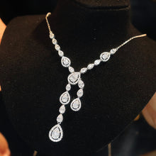 Load image into Gallery viewer, LUOWEND 18K White Gold Real Natural Diamond Necklace for Women
