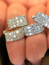Load image into Gallery viewer, LUOWEND 18K White or Yellow Gold Natural Diamond Hoop Earrings for Women
