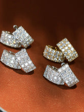 Load image into Gallery viewer, LUOWEND 18K White or Yellow Gold Natural Diamond Hoop Earrings for Women
