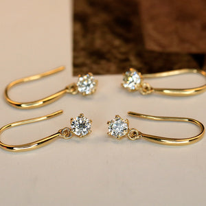 LUOWEND 18K Yellow Gold Real Natural Diamond Earrings for Women