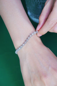 LUOWEND 18K White Gold Real Natural Diamond Bracelet for Women