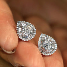 Load image into Gallery viewer, LUOWEND 18K White Gold Real Natural Diamond Stud Earrings for Women
