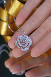 LUOWEND 18K White Gold Real Natural Diamond Pendant Necklace for Women