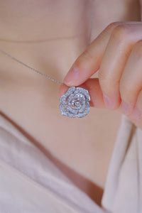 LUOWEND 18K White Gold Real Natural Diamond Pendant Necklace for Women