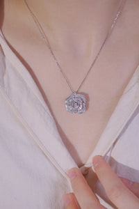 LUOWEND 18K White Gold Real Natural Diamond Pendant Necklace for Women