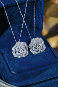 LUOWEND 18K White Gold Real Natural Diamond Pendant Necklace for Women