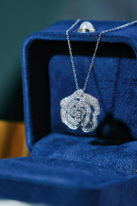 LUOWEND 18K White Gold Real Natural Diamond Pendant Necklace for Women