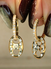 Load image into Gallery viewer, LUOWEND 18K Yellow Gold Natural Diamond Earrings for Women
