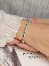 Load image into Gallery viewer, LUOWEND 18K White Gold Natural Emerald Bracelet for Women
