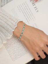 Load image into Gallery viewer, LUOWEND 18K White Gold Natural Emerald Bracelet for Women
