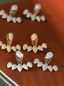 LUOWEND 18K White or Yellow Gold Natural Diamond Earrings for Women