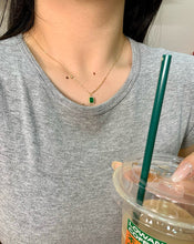 Load image into Gallery viewer, LUOWEND 18K Yellow Gold Natural Emerald Necklace for Women
