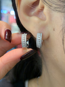 LUOWEND 18K White Gold Natural Diamond Earrings for Women