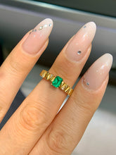 Load image into Gallery viewer, LUOWEND 18K Yellow Gold Natural Emerald Ring for Women
