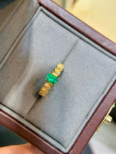 Load image into Gallery viewer, LUOWEND 18K Yellow Gold Natural Emerald Ring for Women
