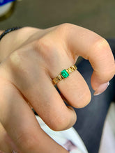 Load image into Gallery viewer, LUOWEND 18K Yellow Gold Natural Emerald Ring for Women
