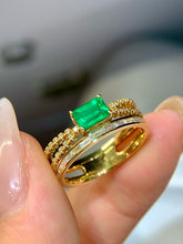 Load image into Gallery viewer, LUOWEND 18K Yellow Gold Natural Emerald Ring for Women
