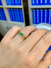 Load image into Gallery viewer, LUOWEND 18K Yellow Gold Natural Emerald Ring for Women
