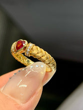 Load image into Gallery viewer, LUOWEND 18K Yellow Gold Natural Ruby Ring for Women
