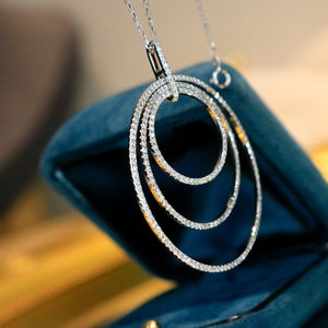 LUOWEND 18K White Gold Real Natural Diamond Pendant Necklace for Women