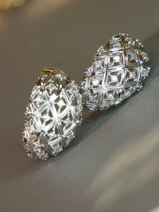 LUOWEND 18K White/Yellow Gold Natural Diamond Earrings for Women