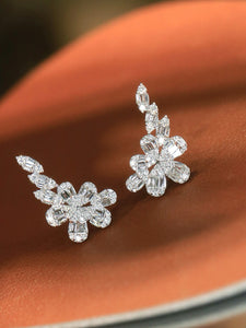 LUOWEND 18K White Gold Natural Diamond Earrings for Women