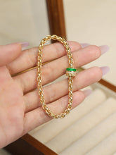 Load image into Gallery viewer, LUOWEND 18K Yellow Gold Natural Emerald Bracelet for Women
