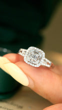 Load image into Gallery viewer, LUOWEND 18K White Gold Natural Diamond Ring for Women
