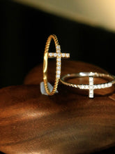 Load image into Gallery viewer, LUOWEND 18K White or Yellow Gold Natural Diamond Ring for Women
