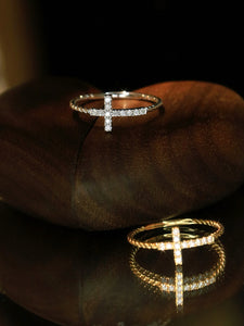 LUOWEND 18K White or Yellow Gold Natural Diamond Ring for Women