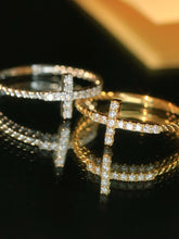 Load image into Gallery viewer, LUOWEND 18K White or Yellow Gold Natural Diamond Ring for Women

