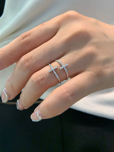 LUOWEND 18K White or Yellow Gold Natural Diamond Ring for Women