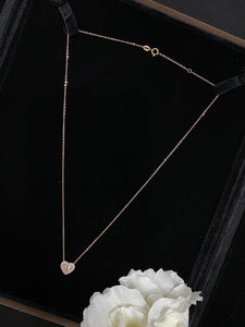 LUOWEND 18K Rose Gold Real Natural Diamond Necklace for Women