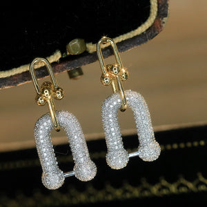 LUOWEND 18K White and Yellow Gold Real Natural Diamond Drop Earrings for Women