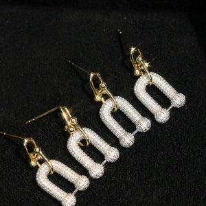 LUOWEND 18K White and Yellow Gold Real Natural Diamond Drop Earrings for Women