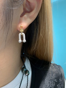 LUOWEND 18K White and Yellow Gold Real Natural Diamond Drop Earrings for Women